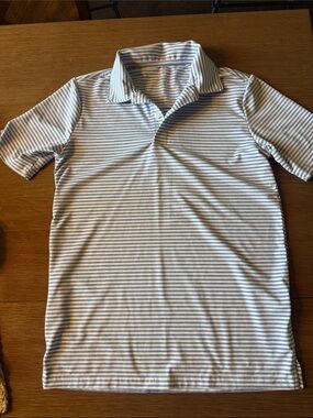 Kids Light Blue & White Striped Polo Shirt